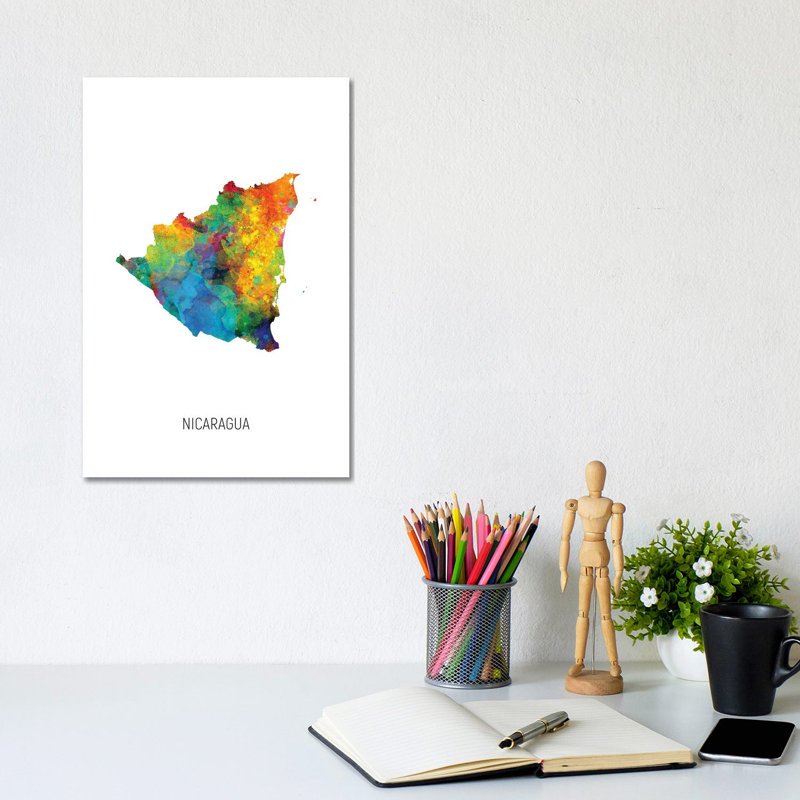 Nicaragua Map by Michael Tompsett - Wrapped Canvas Print, 20.32 cm H x 30.48 cm W