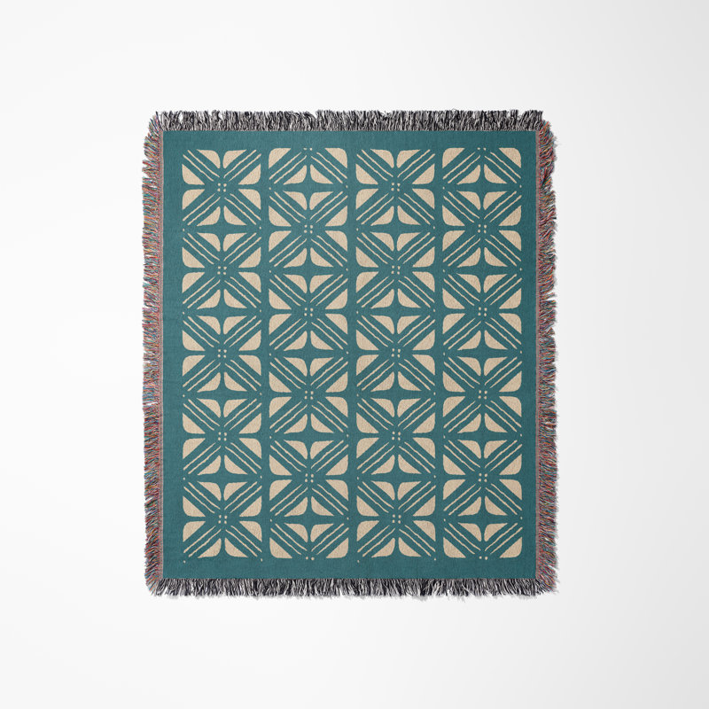 Couverture abstraite 100% coton, Noir / Beige, Simple