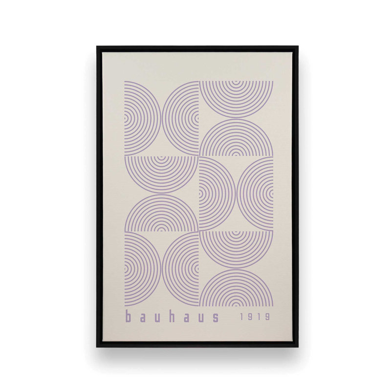 Mauve Bauhaus Composition I, reproduction sur toile dans un cadre, H 18,75 po x l 12,75 po, Noir satiné