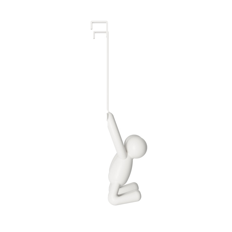 Buddy White Plastic Over-the-Door Double Hook Rack