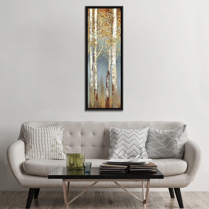 «Butterscotch Birch Trees I» par Allison Pearce - impression sur toile tendue, H 60 po x l 20 po x P 1,5 po
