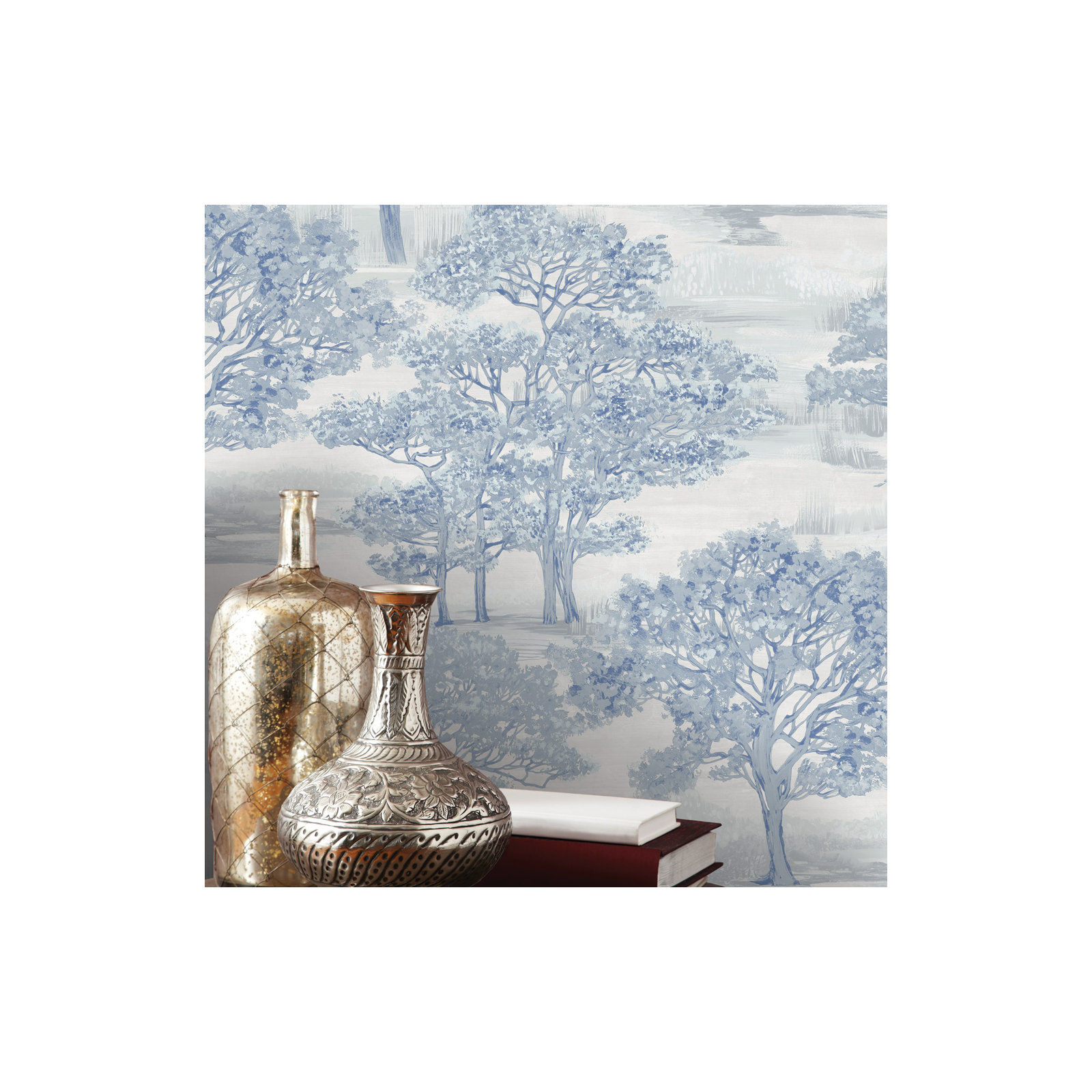 Forest Toile Peel and Stick Wallpaper, Blue