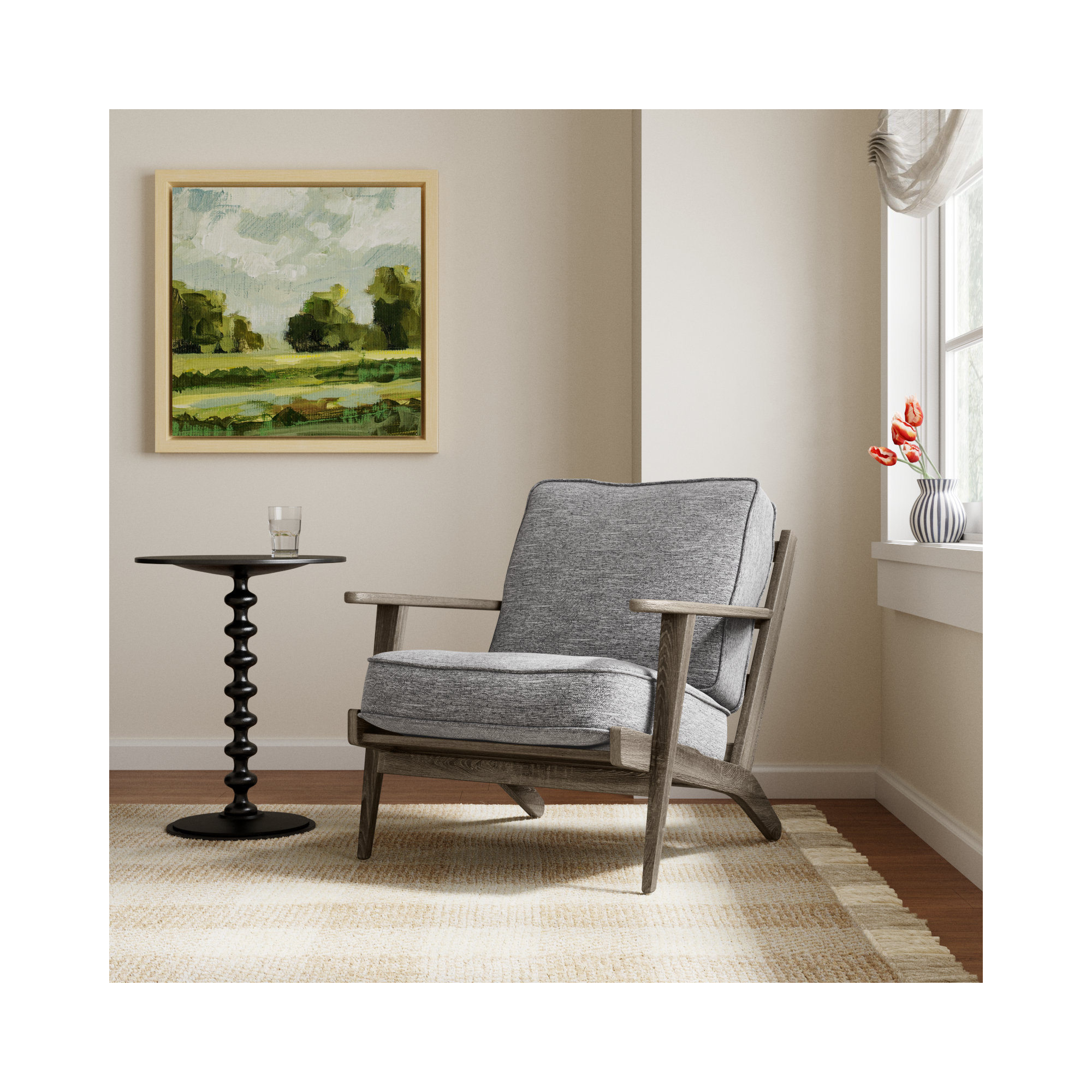 Roxy Upholstered Armchair, Frost Gray 100% Polyester