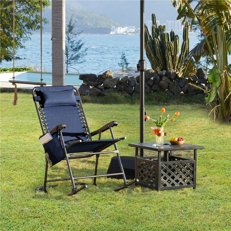 Outdoor Lounge Chair, Navy Blue