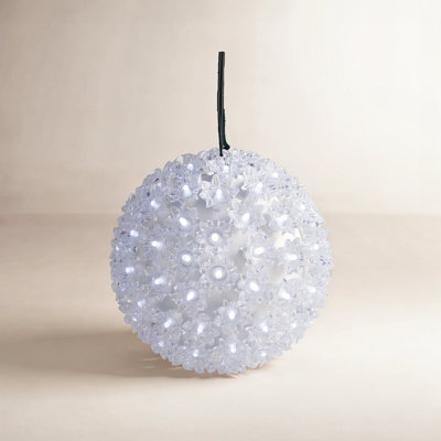LED Lighted Starlight Sphere Hanging Outdoor Christmas Decoration- 7.5" - Pure White Lights