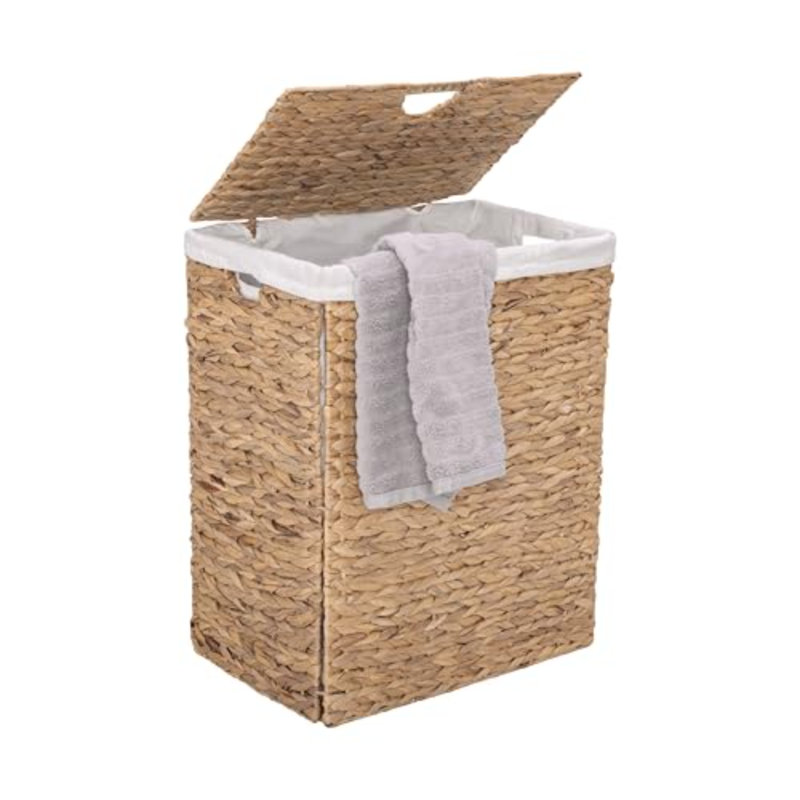 Panier à linge portable Premium Premium tissé à la main avec poignées de transport, jacinthe d'eau naturelle, rectangulaire, volume: 2,5 boisseaux ou 3,1 pieds cubes Pi, l 18,5 po x P 12,2 po x H 24 po