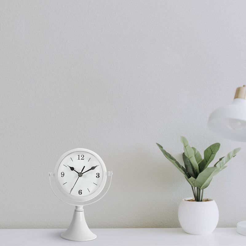 Analogue Battery Tabletop Clock White