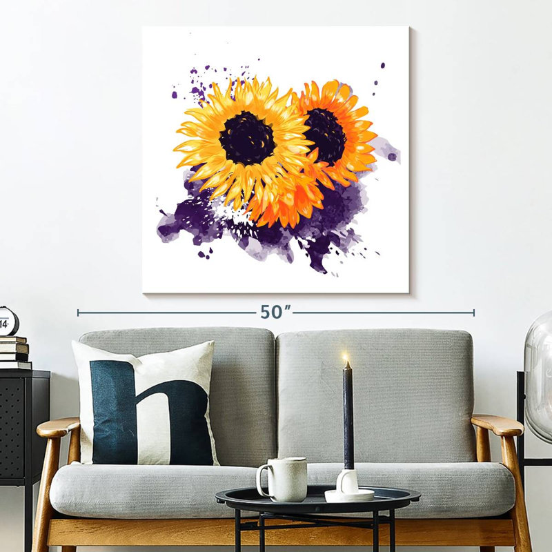 Harnek tournesol encre éclaboussure, H 33 po x l 33 po