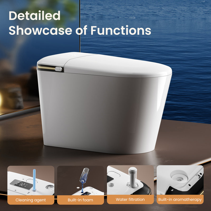 Yulika U7 Smart Toilet With Heated Massage Seat, Front Bidet For Women, Foam Shield Cleaning & Backup Battery