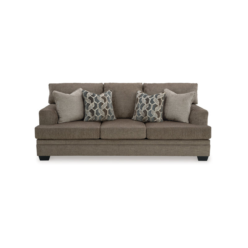 Canapé Ead, 4 coussins décoratifs, polyester, résistant à l'affaissement, Brun