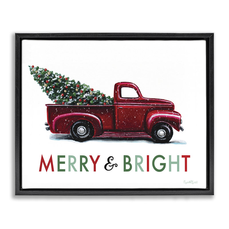 Art mural en toile Merry Bright Christmas par Elizabeth Tyndall, Cadre flottant noir de jais, H 17 po x l 21 po