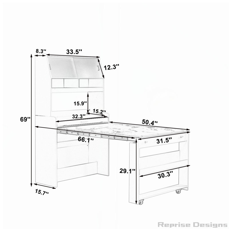 Versatile Buffet with Foldable Dining Table and Smart Storage Options, Natural