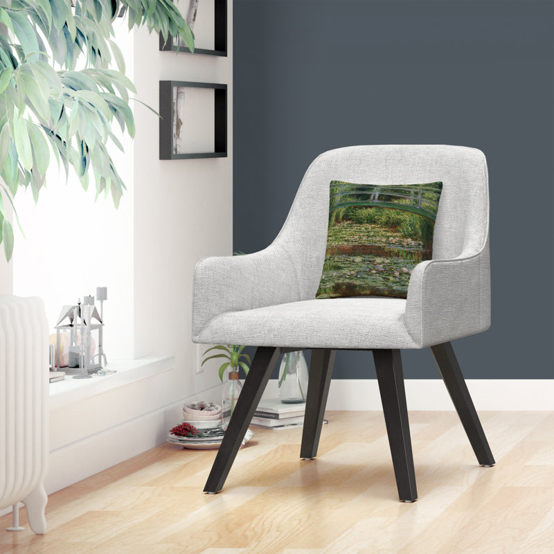 Claude Monet 'The Japanese Footbridge 1899' Green Polyester Throw Pillow