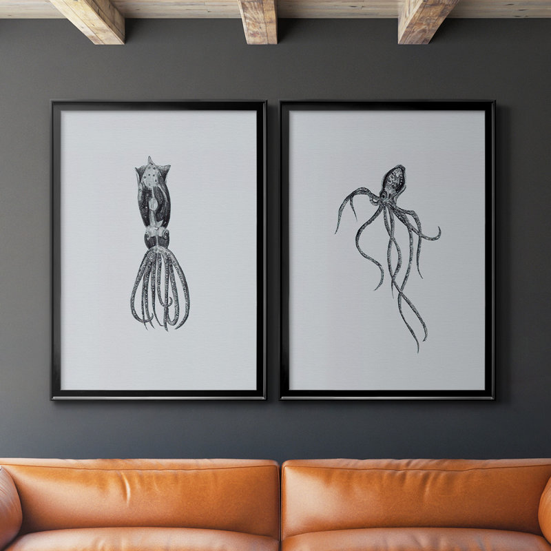 Marine Life III - Ensemble de 2 reproductions d'art sur toile encadrées, Noir, H 24,5 po x l 37 po x P 1,25 po