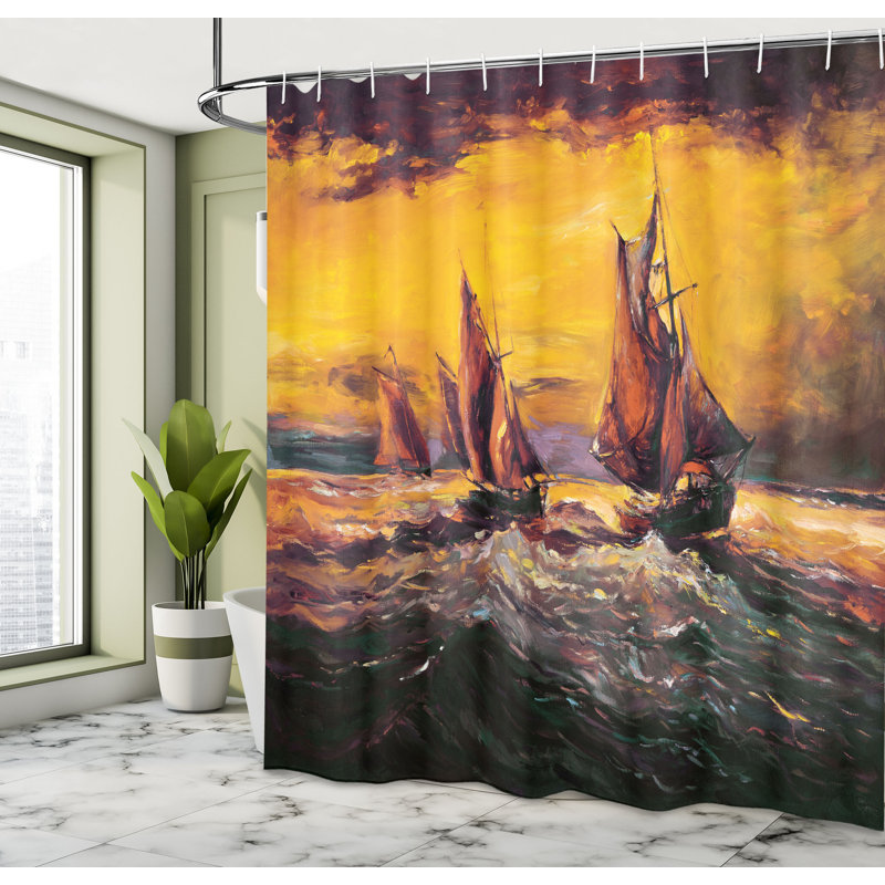 Shower Curtain with Hooks Included, 75"H x 69"W