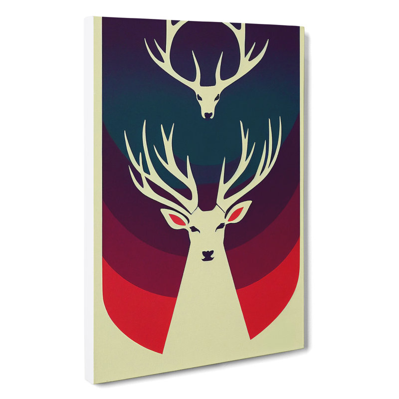 Modern Stag Art No.3 - Wrapped Canvas Print, 50cm H x 35cm W x 3cm D