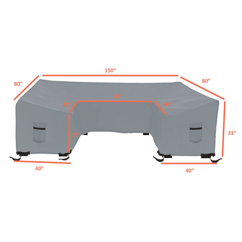 Outdoor Cover, 83.8cm H x 304.8cm W x 88.9cm D, Grey