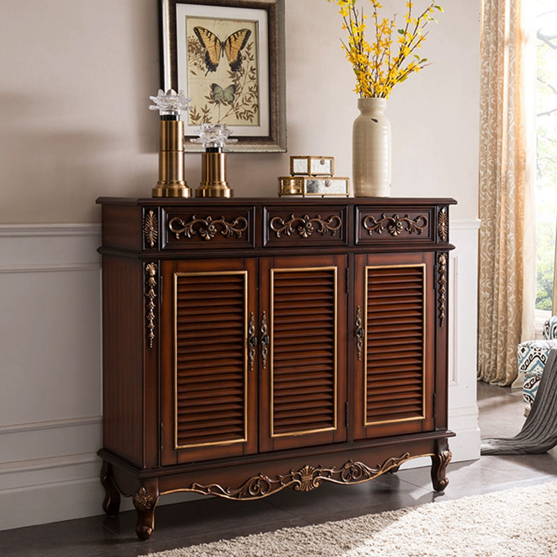 Red Brown Solid Wood Shoe Storage Bench