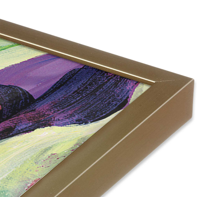 Impression audacieuse de fleurs d'iris, H 15,25 po x l 12,25 po x P 1,25 po, Cadre doré brossé