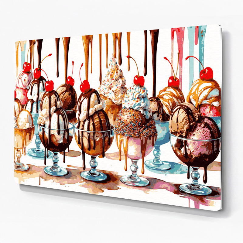 Dessert Sundae, art mural en métal blanc, H 24 po x l 36 po
