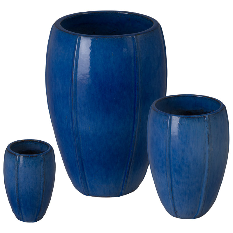 TALL CREST PLANTERS, SNOW 10.25; 15.75; 26"H, Blue