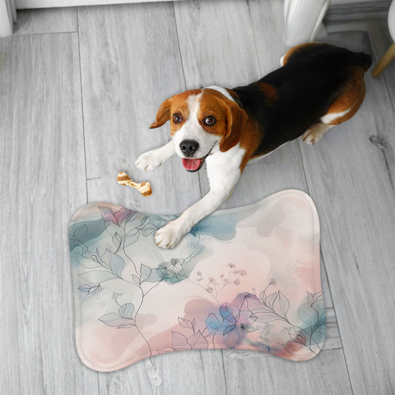 Imperfect Wabi Sabi Florals - 1 Piece Bone Shape Feeding Mat