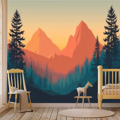 Papier peint adhésif pelez et collez, paysage de montagne, art mural auto-adhésif et amovible