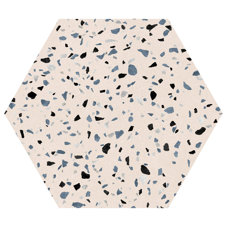 Kallisto Carbas Grey 8-in. x 9-in. Hexagon Terrazzo Matte Porcelain Floor and Wall Tile