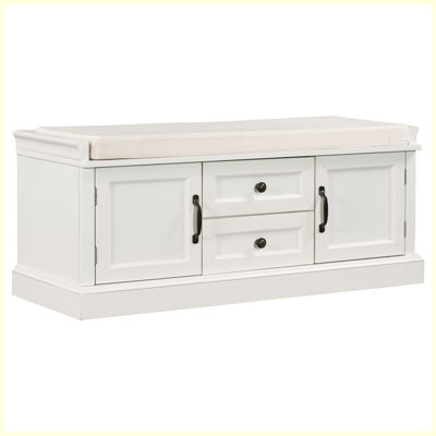 Storage Bench with 2 Drawers and 2 Cabinets for Living Room, Entryway