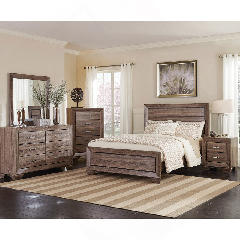 Commode de chambre à 5 tiroirs en taupe délavé