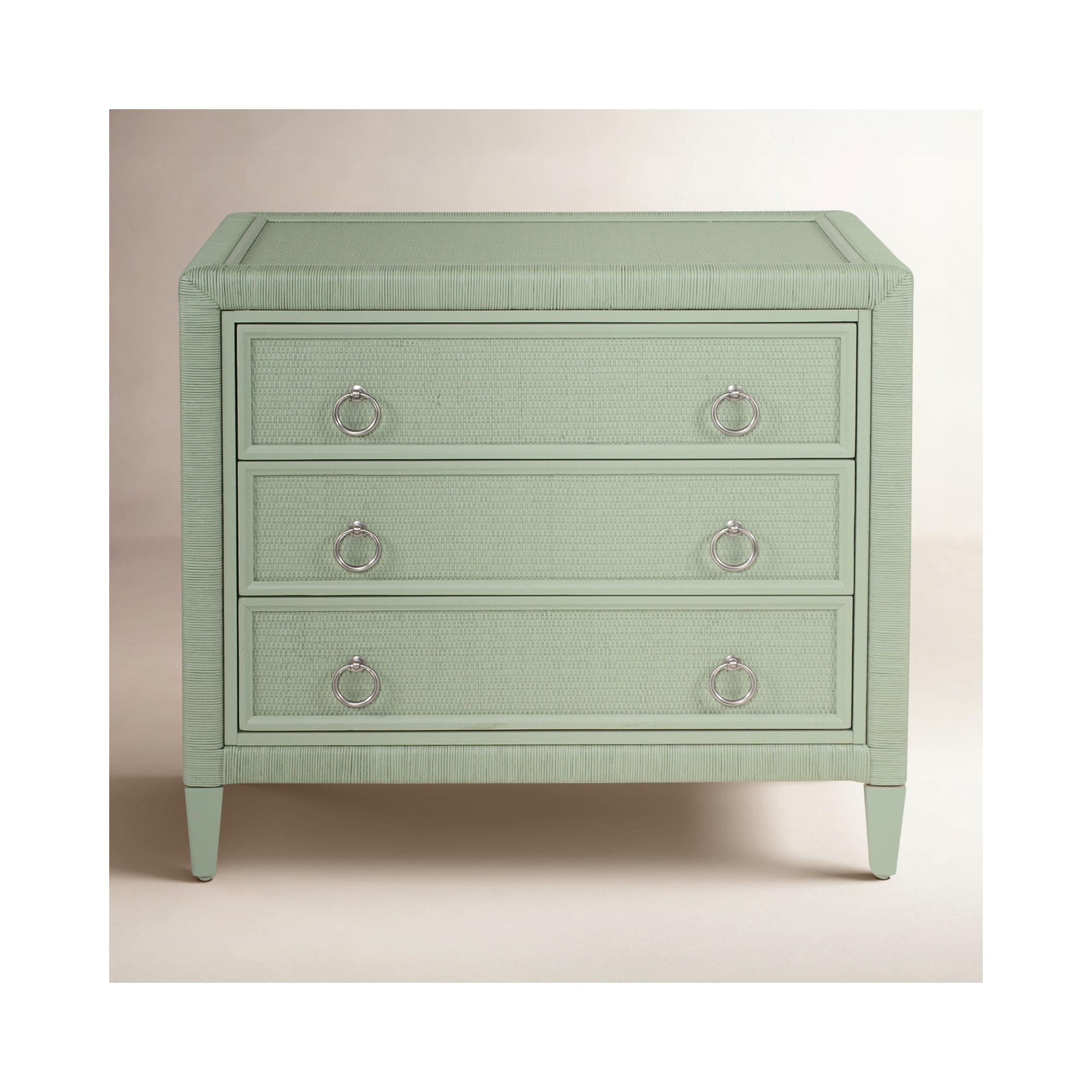 Warwick 3-Drawer Wicker Chest, Honey, Satin Brass