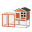 Cage à lapin en bois à 2 étages avec poulailler, poulailler, maison pour petits animaux, orange et blanc