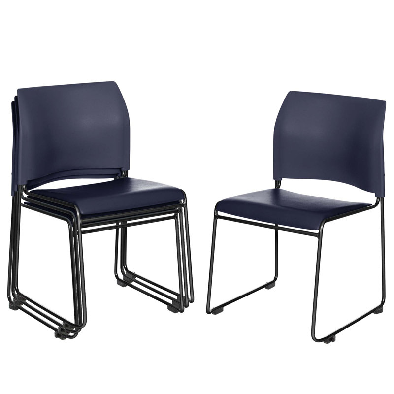 Jody Vinyl Stack Chair , Blue, Black, 2