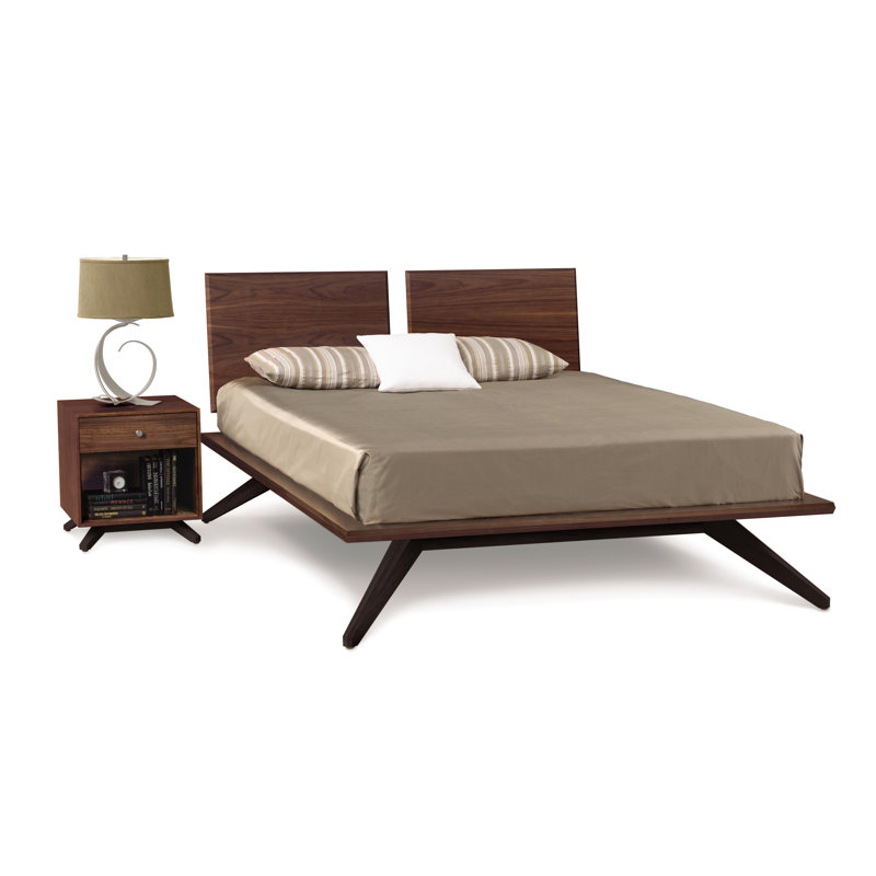 Astrid Solid Wood Platform Bed, Walnut/Dark Chocolate, King