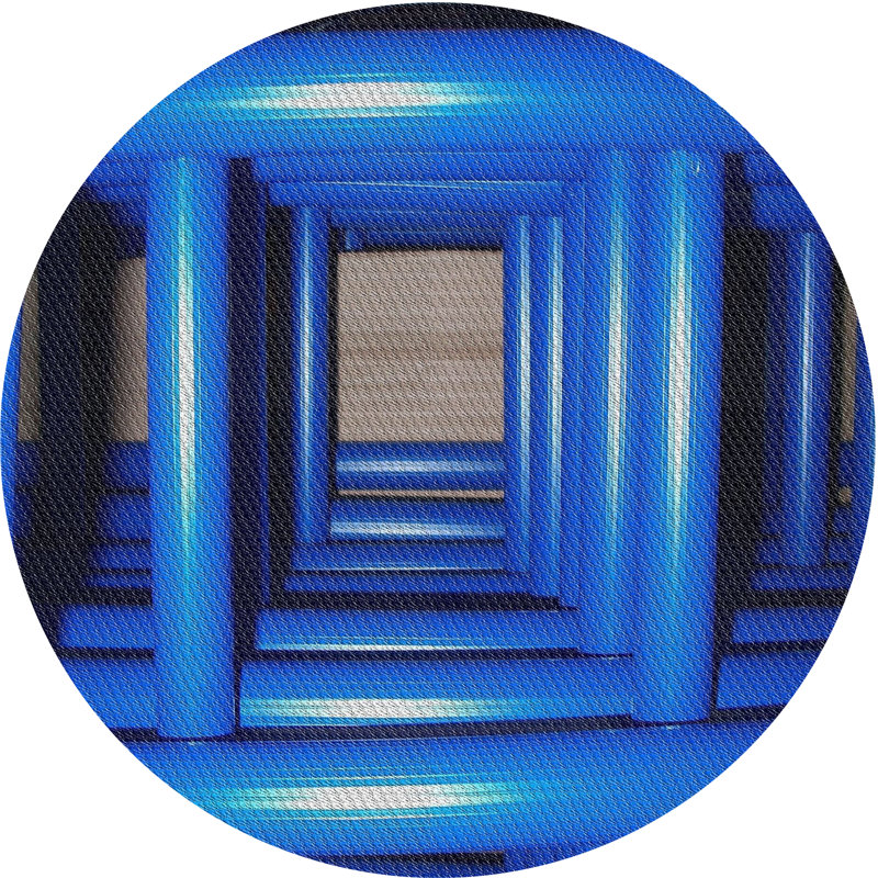 Tapis de zone bleue à motifs, Rond 7 pi