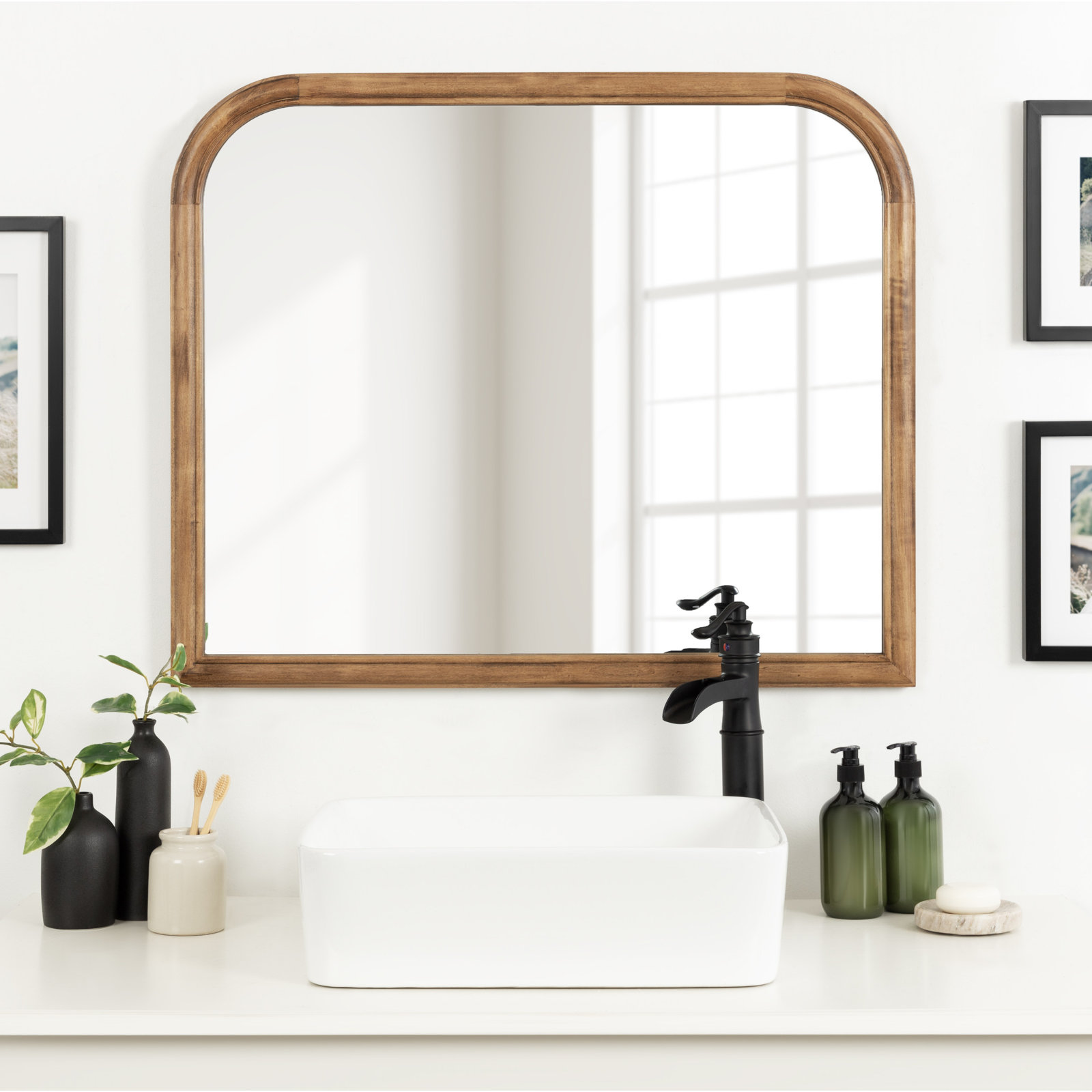 Brandis Accent Mirror, Rustic Brown, 28" x 34", Arch