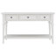 Console de style rétro classique avec trois tiroirs supérieurs et une tablette inférieure de style ouvert, facile à assembler (blanc antique)-579591187