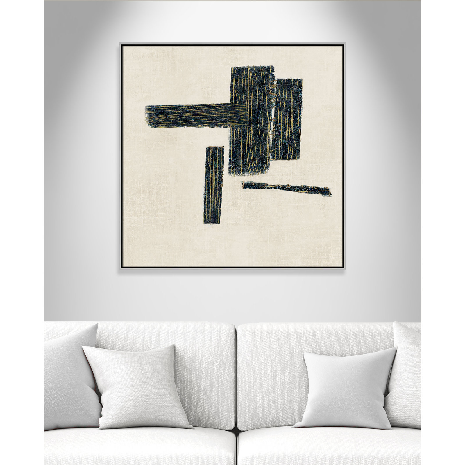 Stiched II Print by , 37.5" H x 37.5" W, Silver