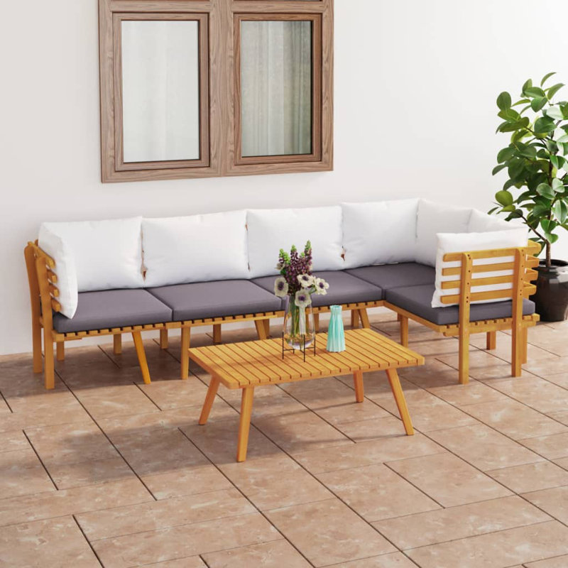 Ensemble de salon de jardin extérieur gris foncé et blanc