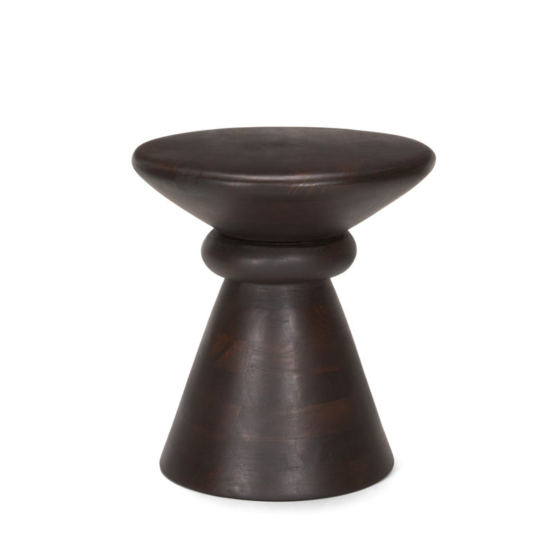  Transitional 18" Dark Brown Solid Wood Pedestal End Table