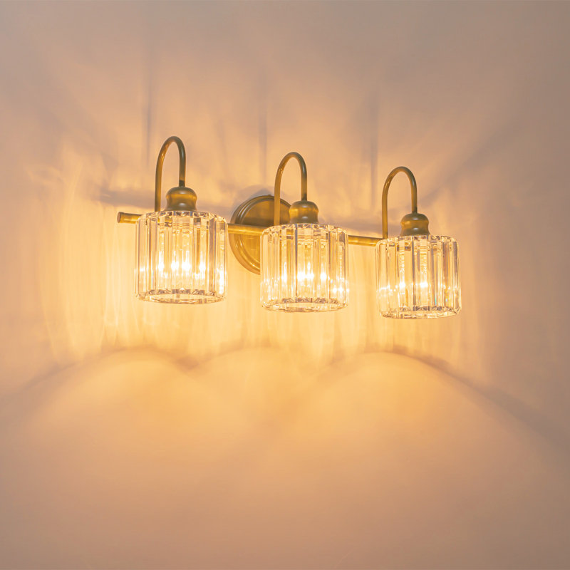 Éclairage pour salle de bain à 3 lumières à intensité variable en cristal doré / noir Gjystina, 3 Lights, Green