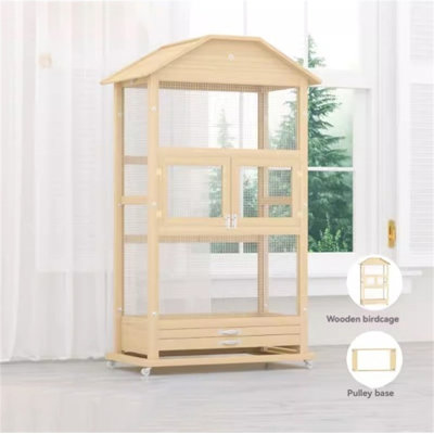 Furtek Wood Pointed Top Floor Bird Cage