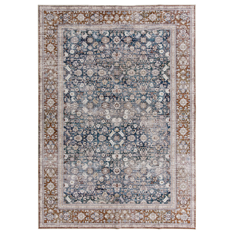 Tapis délavé à la machine vintage lavable à la machine Cynthia, Rectangle 4pi x 6 pi