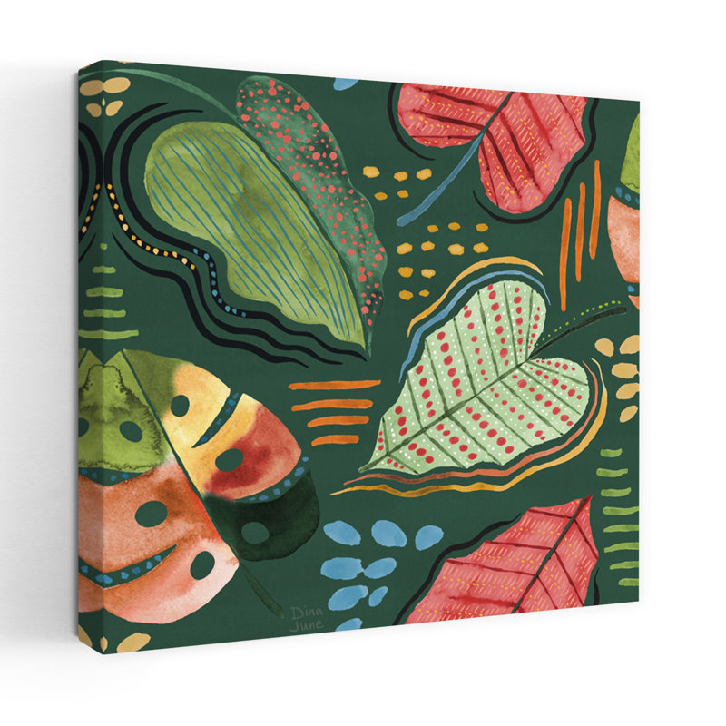 Art tropical abstrait, motif de forêt tropicale, H 18 po x l 18 po