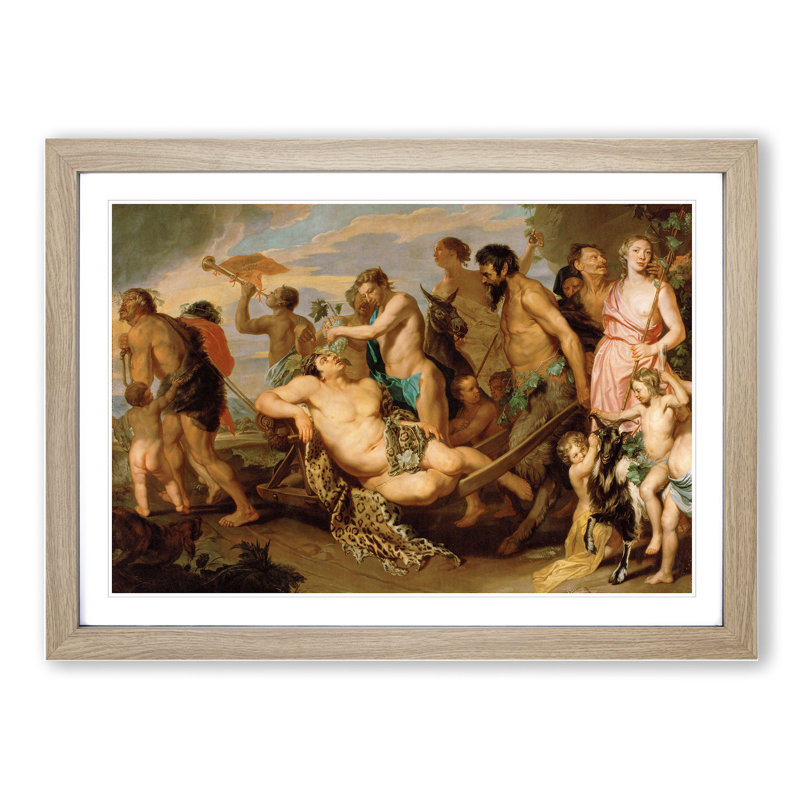 The Triumph of Bacchus by Peter Paul Rubens - Picture Frame Painting, 48cm H x 65cm W x 2cm D, Oak Framed