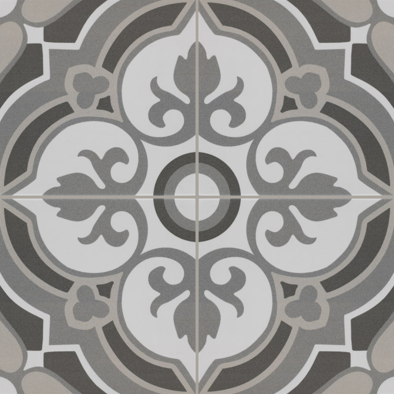 Amara 8 in. x 8 in. Encaustic Look Matte Porcelain Floor and Wall Tile, Mirelle