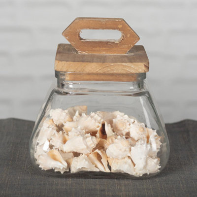 Glass Container With Wooden Lid, Small