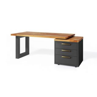 Eildhi Solid Wood Stainless Steel Executive Desk