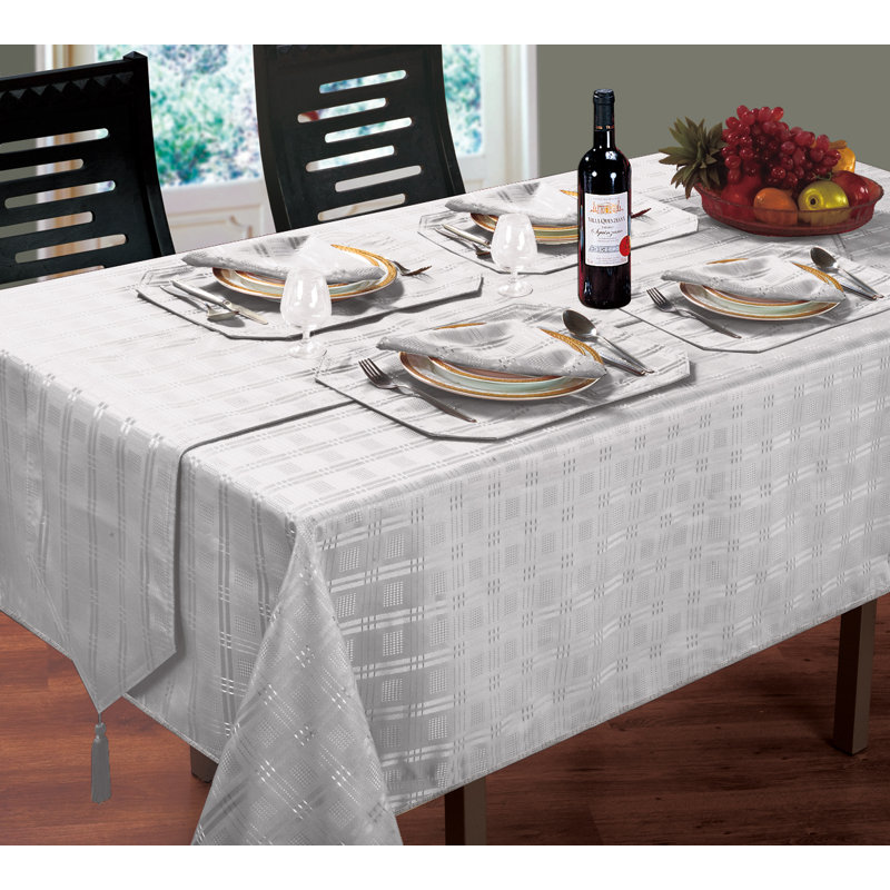 Rectangle Striped Tablecloth, 2cm W x 130cm L, Silver