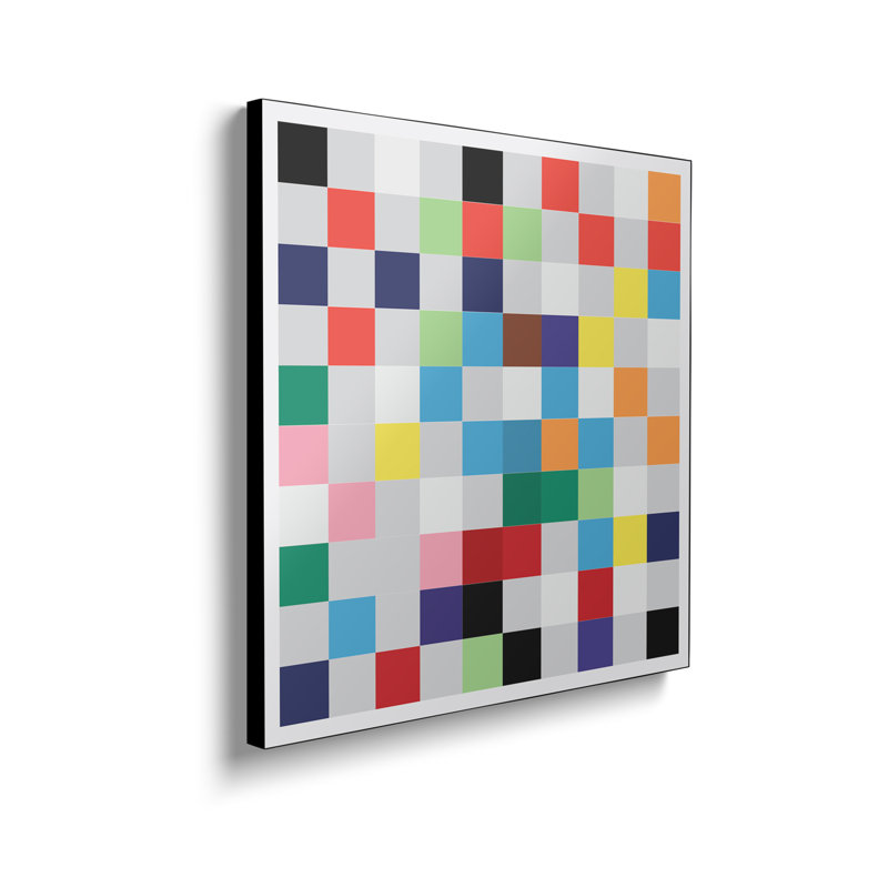 Steelpix Metal Canvas -  Modern Art- Pixilated Tile Art Colourful Square Pattern By 5by5collective Wall Art Print